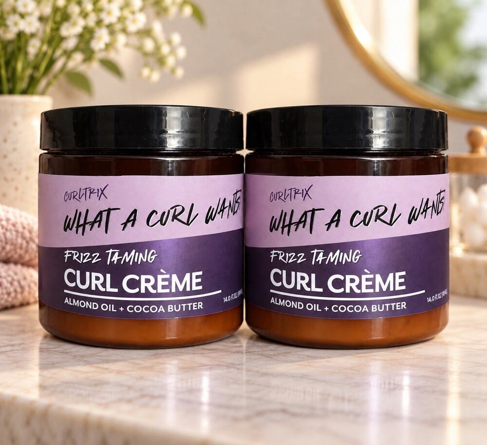 Lot of 2 CurlTrix What a Curl Wants Frizz Taming Curl Crème 14 oz Each